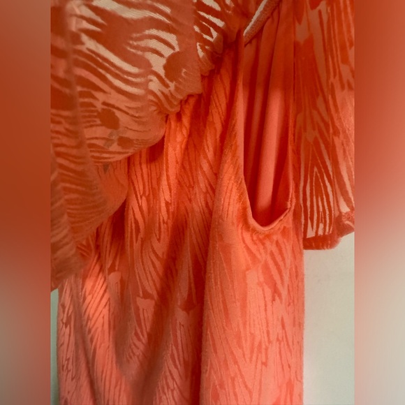 Coral Peach on / off shoulder 2 layer dress - Picture 6 of 10